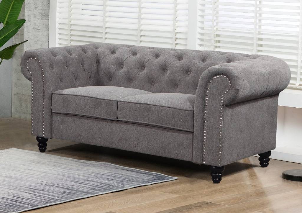 Royal Chesterfield 2 Seater Lounge Sofa - Grey