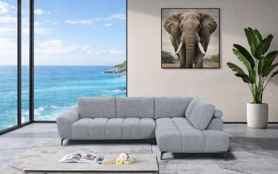 ADELE FAB CORNER SOFA-SLATE