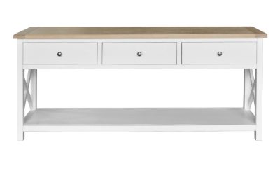 Dover 3 Drawer Console Table – 170 × 38 × 76 cm (Oak / White)