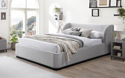 Amelia Fabric Queen Bed 168 x 222 x 85cm – Grey (2ctn)