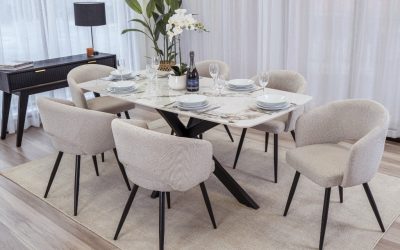 Raffael 7PC Dining Table Sintered Stone Plus 6 Matzo Chairs Set-KIT