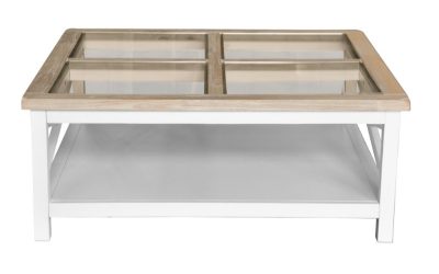 Dover 100cm Square Coffee Table w/ Glass Top