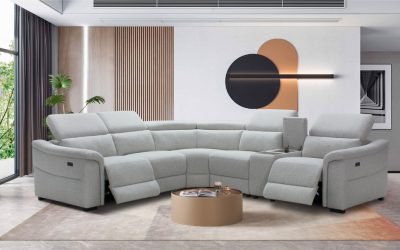 Robbie Fabric Corner Modular Lounge-Light Grey