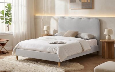 Alexandra Fabric Queen Bed -160X220.5X119CM-Natural