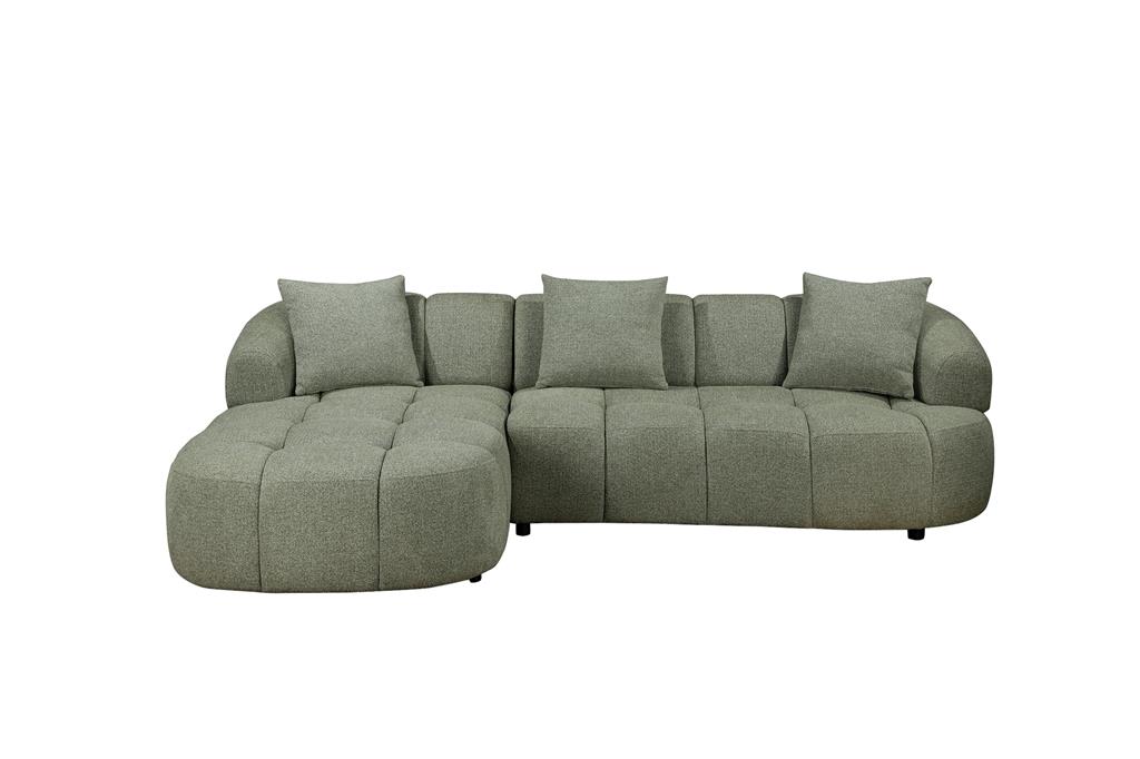 Berta Fabric 2-Seater Sofa with LHF Chaise – Pistachio - Gallery Image 3